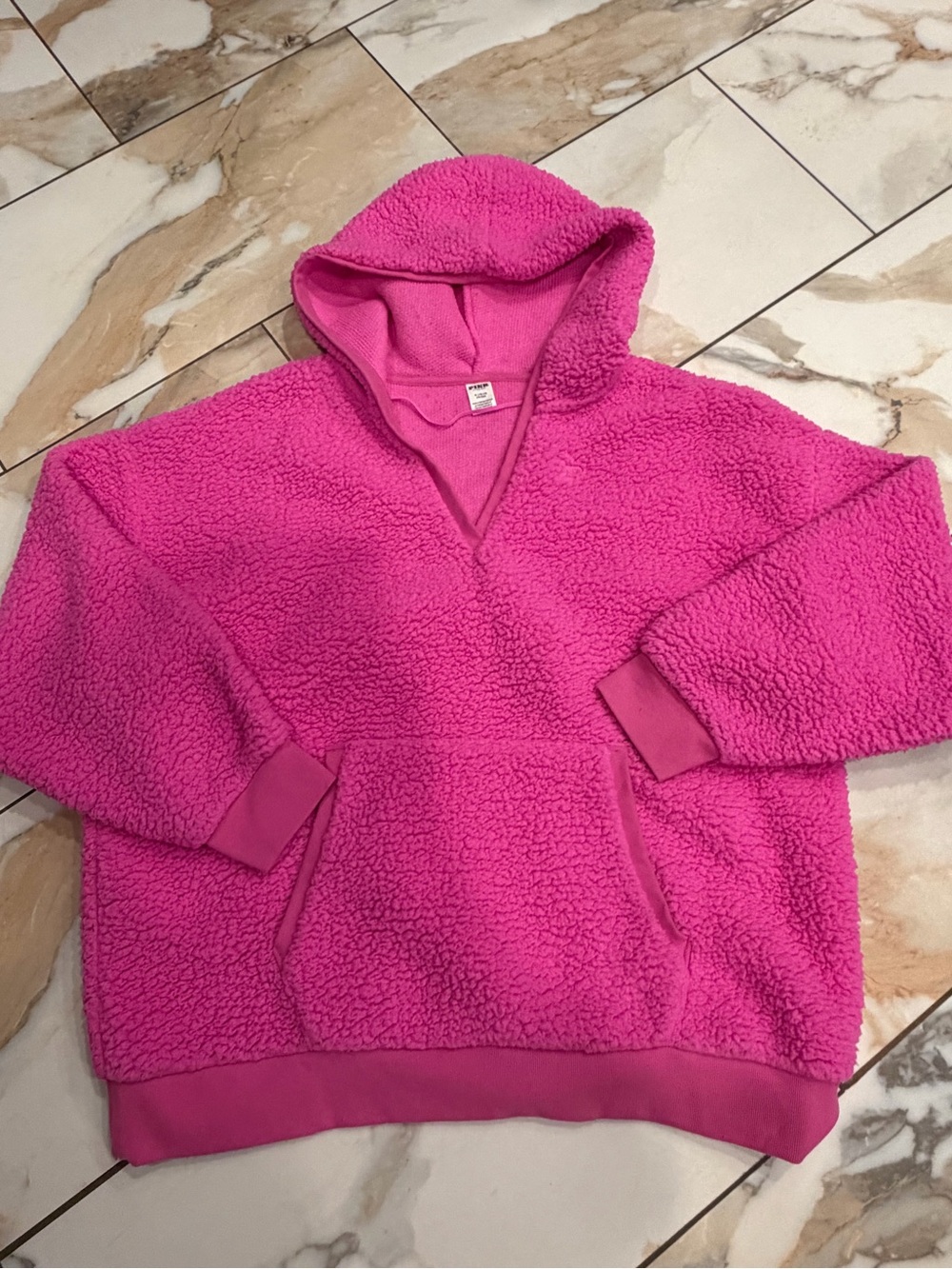 PINK Victoria's Secret Kids Fuzzy Hooded Pullover - Bright Pink